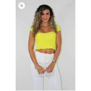 Yellow Knit Square Top